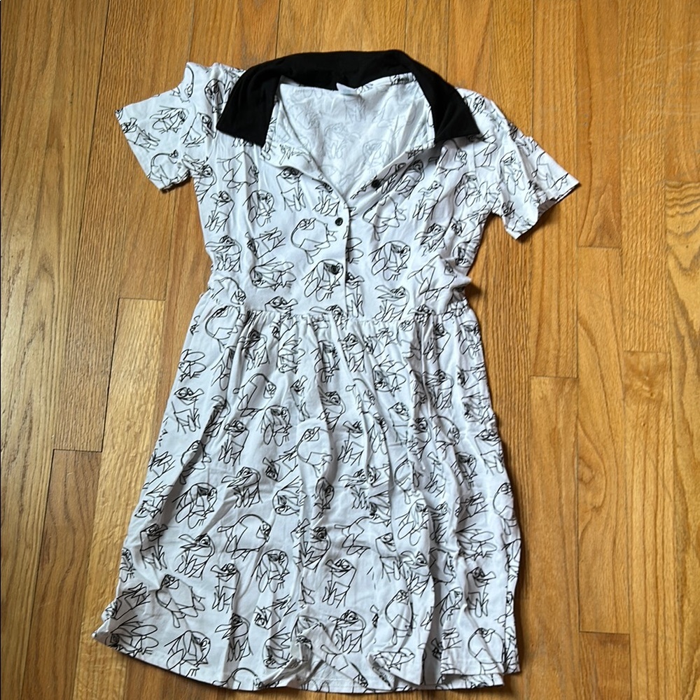 Disney Mary Poppins Penguins Black and White Collared Dress